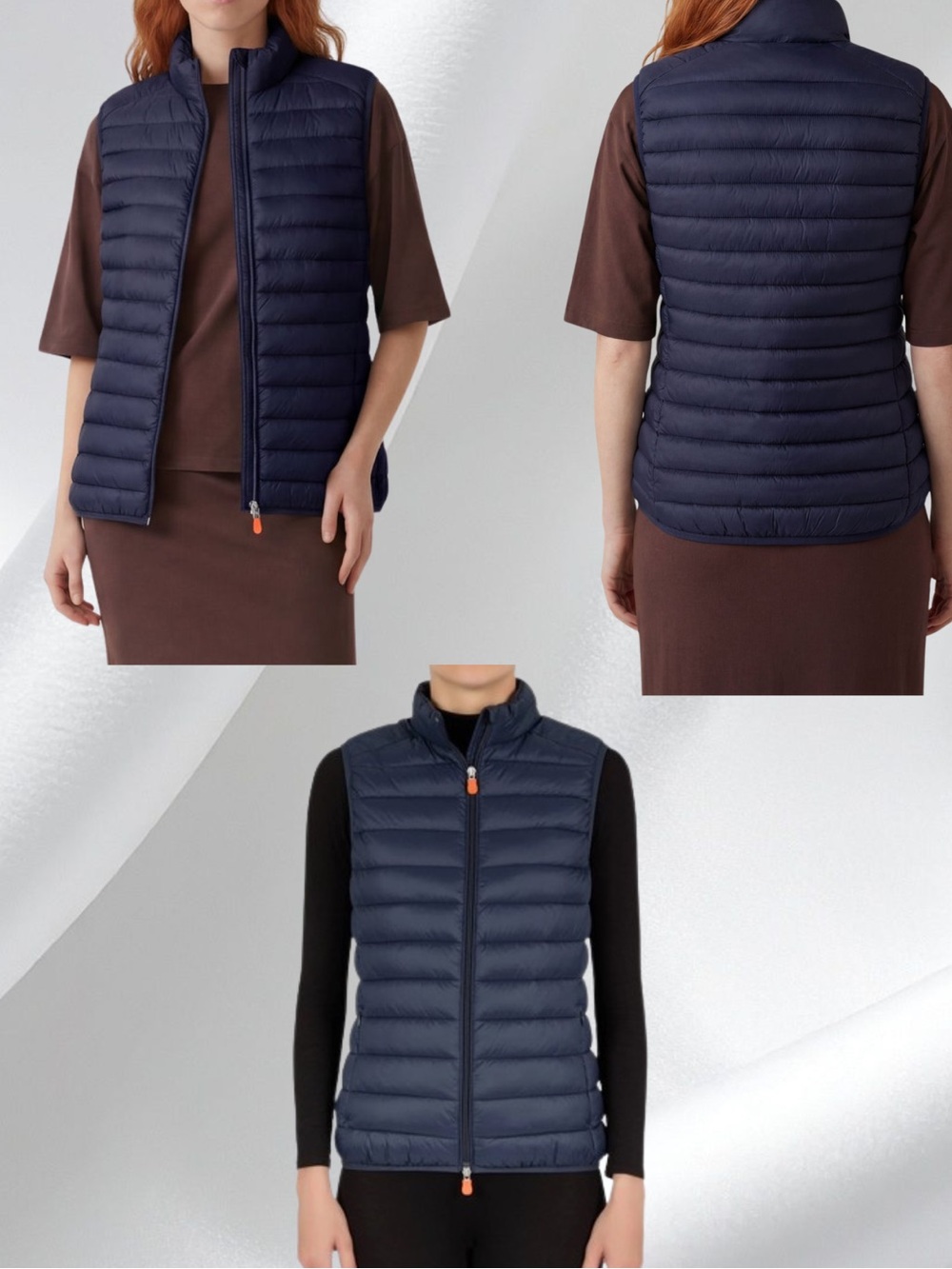 Women Save the Duck Packable Navy puffy vegan lightweight soft Vest medium